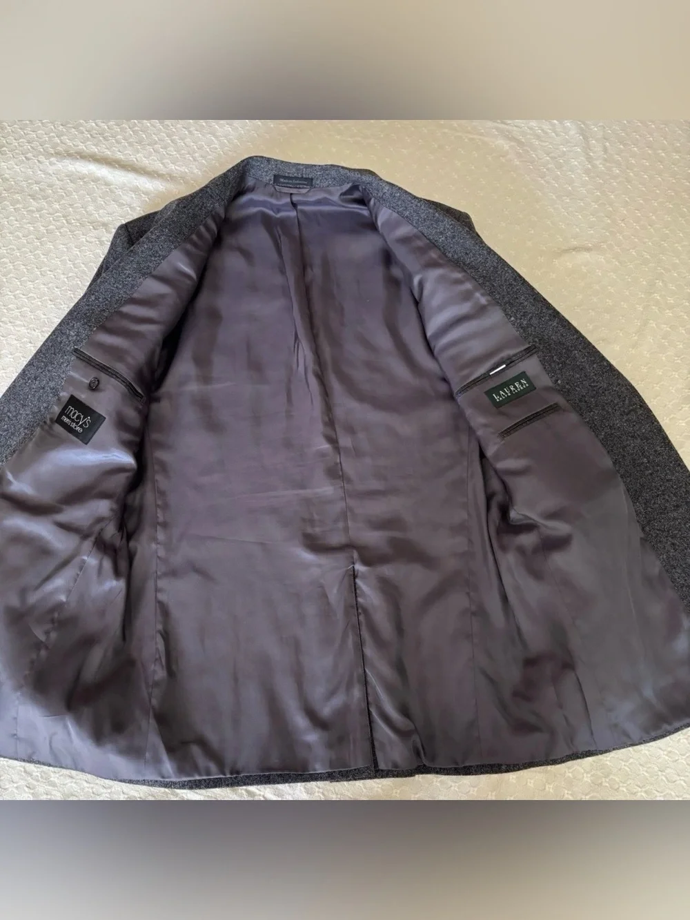 Lauren Ralph Lauren Charcoal Gray Sport Coat with Brown Elbow Patches